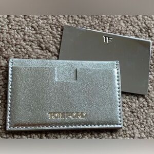 Tom Ford Metallic Silver Leather Pocket Mirror/Card Holder NEW